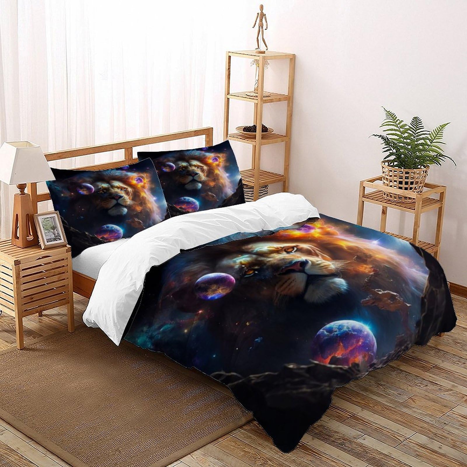 Housse de couette microfibre lion pour créer une ambiance savane adulte