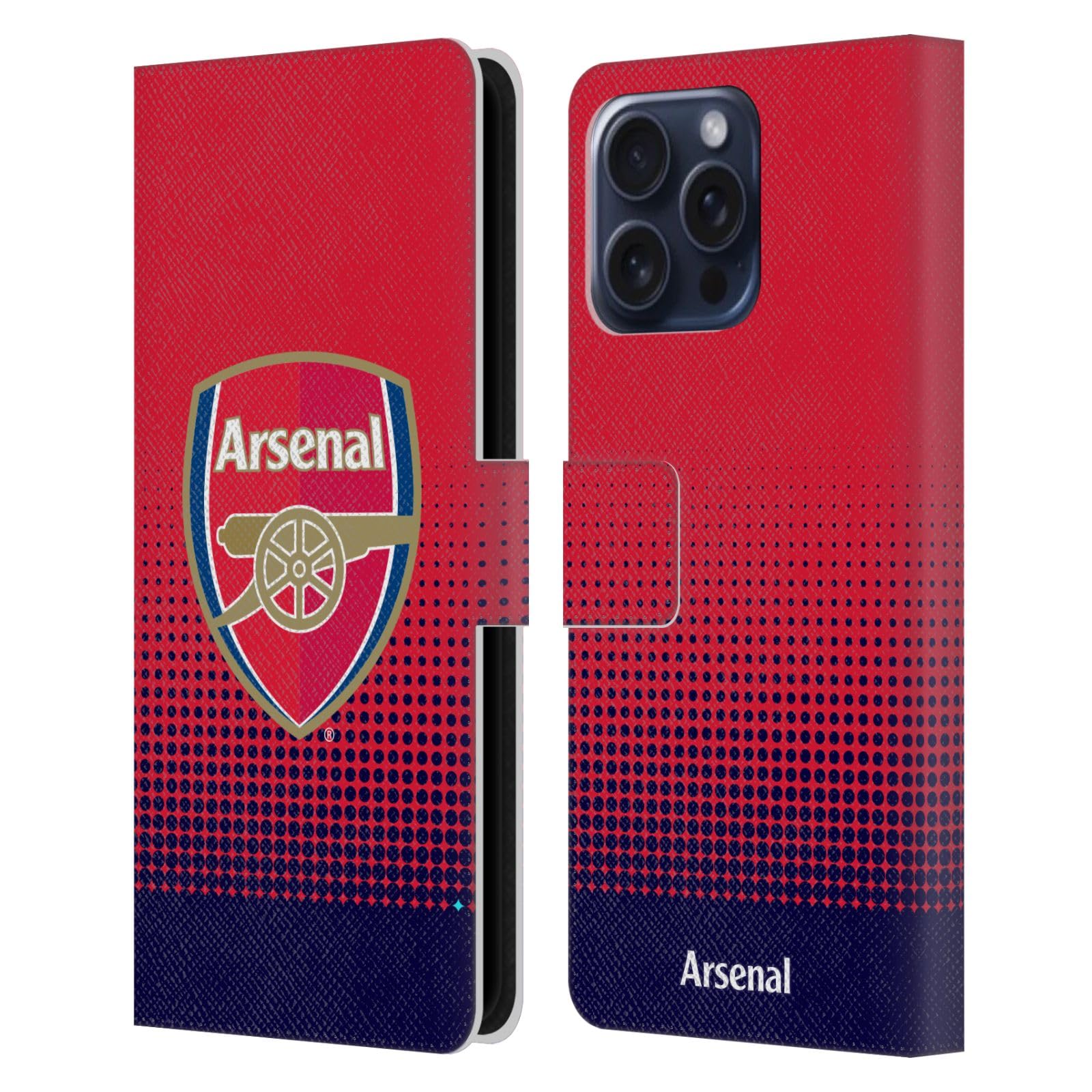 Head Case Designs Officially Licensed Arsenal FC Fade Crest 2 Leather Wallet Case Compatible With Apple iPhone 16 Pro Max โ image 1
