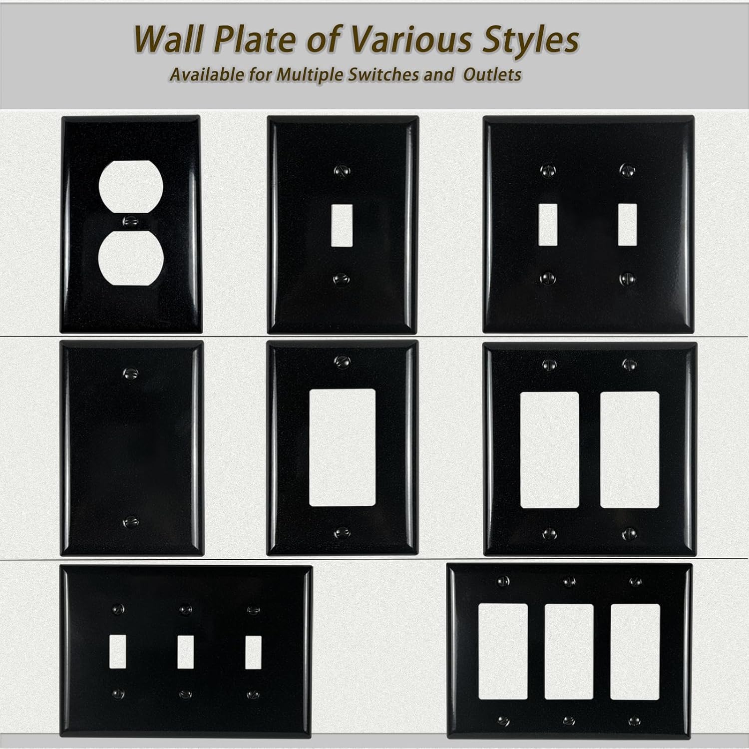 Metal Electrical Outlet Covers, Light Switch Cover Wall Plates, Mid Size Thicker Switch Plates, Wall Plate of Various Styles for Indoor and Outdoor Cosmic Black (1 Gang Blank 4 PK)