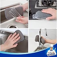 Vista 6 de MR.SIGA Dual-Sided Scrub Sponges, Long lasting, Reusable Dishwashing Sponges for Kitchen, 6 Pack