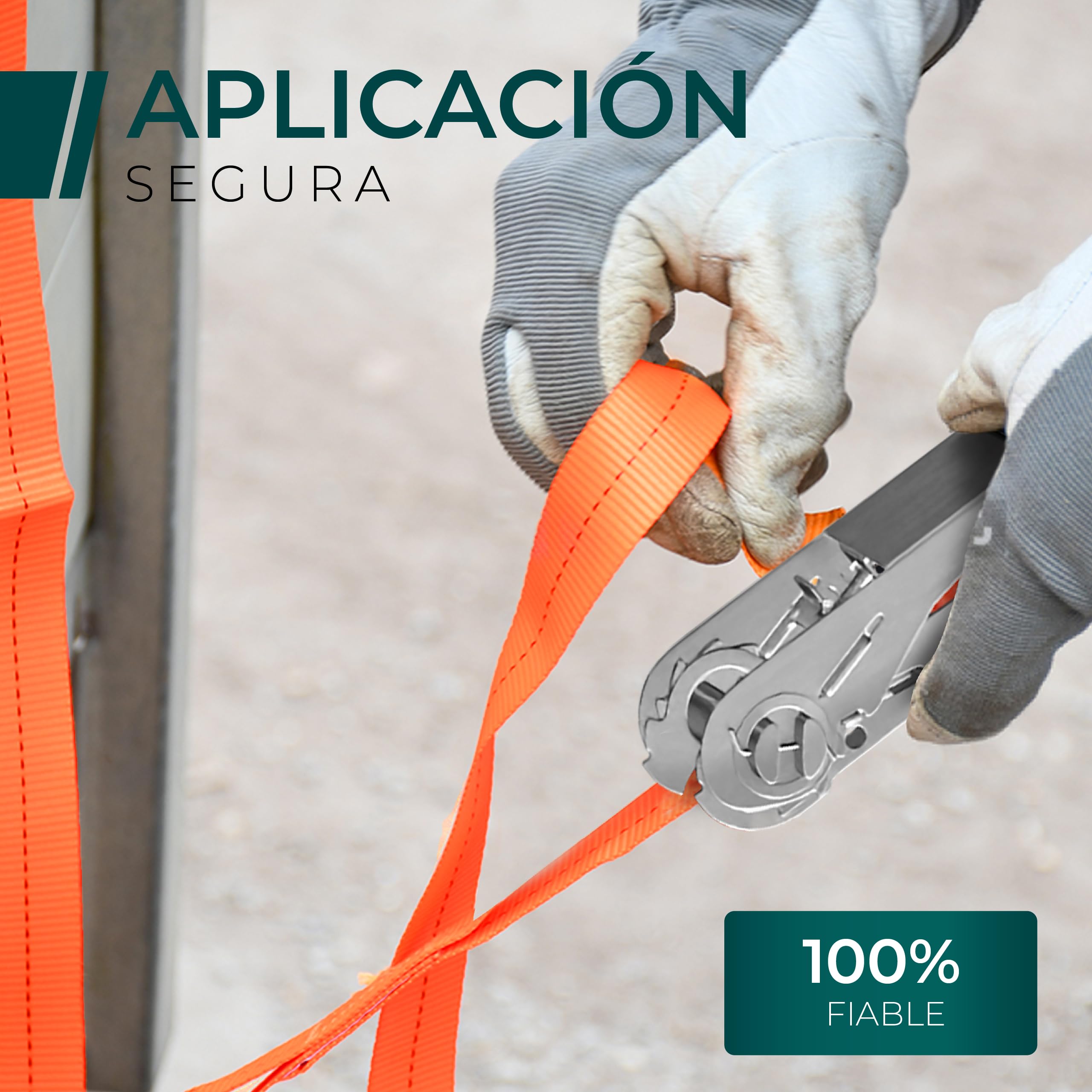 CargoVA® Juego de 4 Correas con Trinquete 25 mm x 10 m 800 kg Naranja