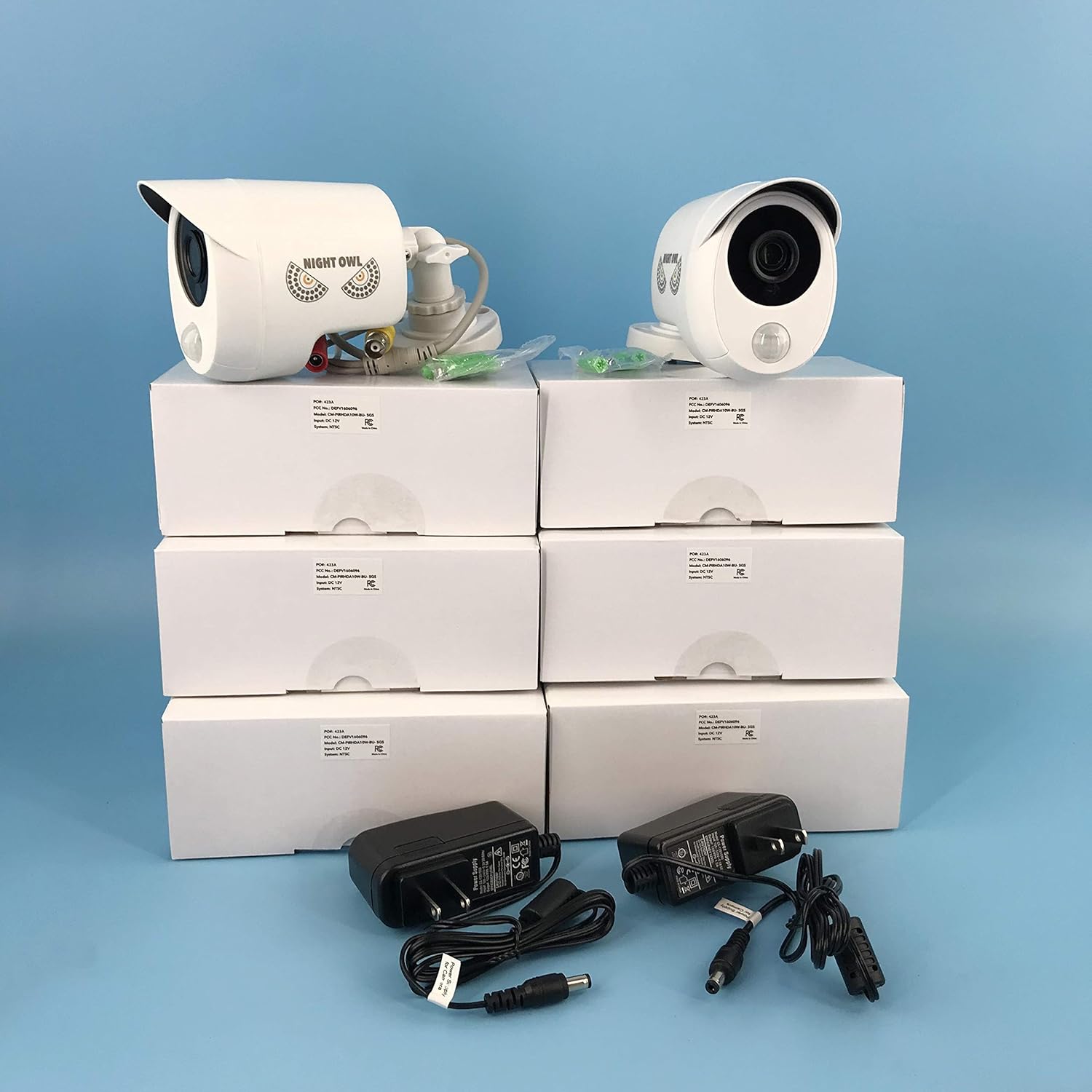 Eight 1080p cameras and individual power adapters