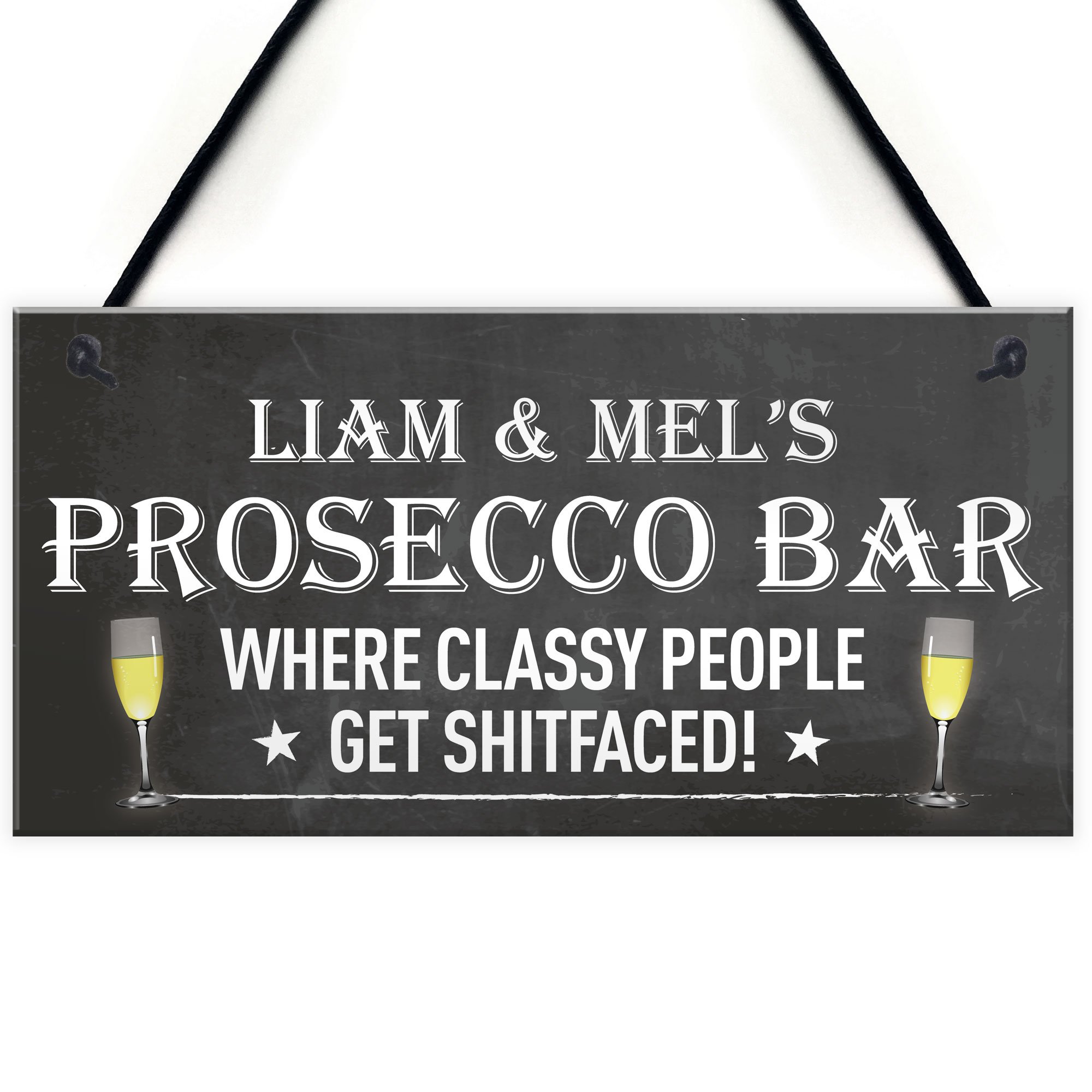 Red Ocean Personalised Prosecco Bar Funny Alcohol Friendship Hanging Plaque Home Gift Sign