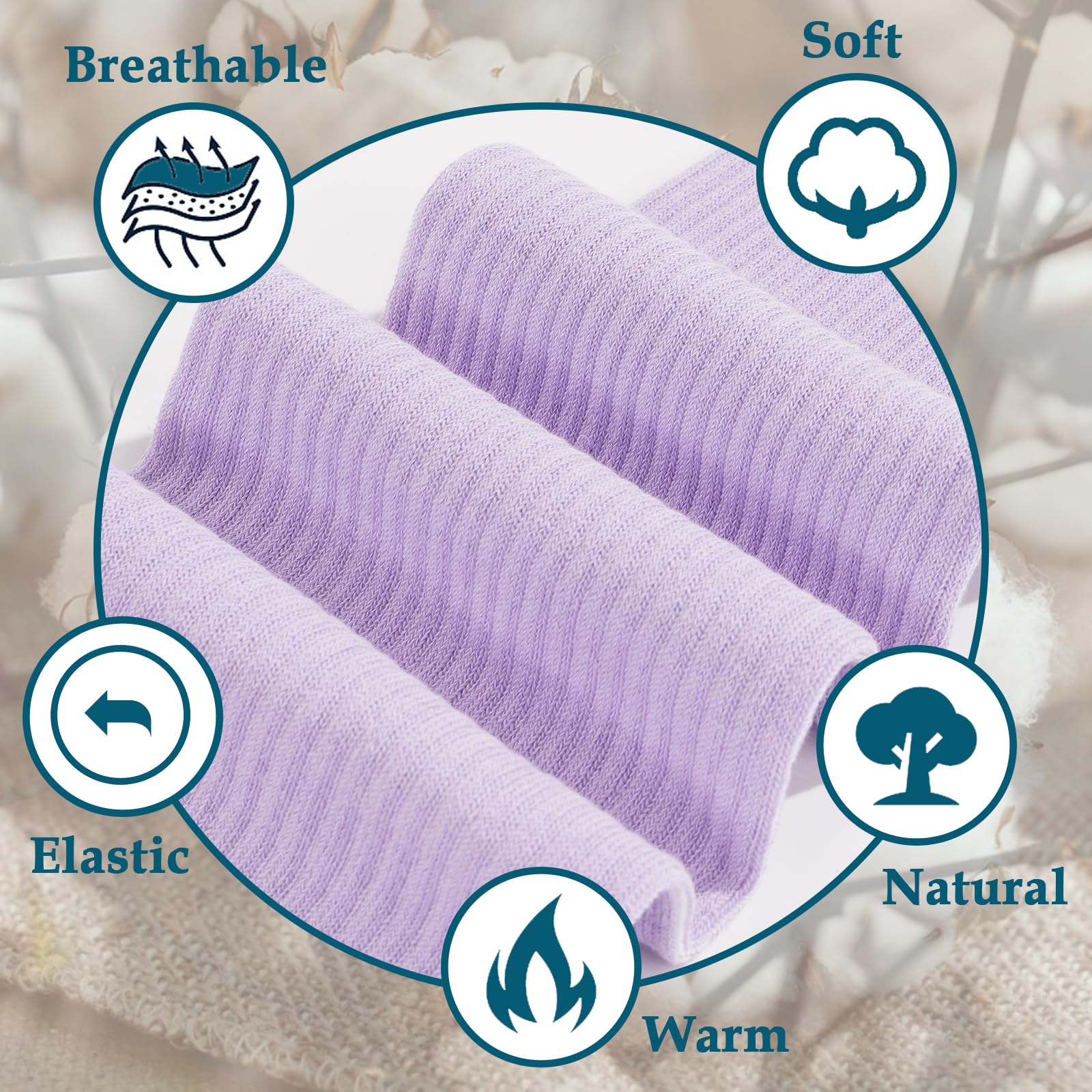 Moon Wood Plus Size Thigh High Socks for Thick Thighs- Womens Knit Cotton Extra Long Over the Knee High Socks Leg Warmer: One Size Plus Light Purple