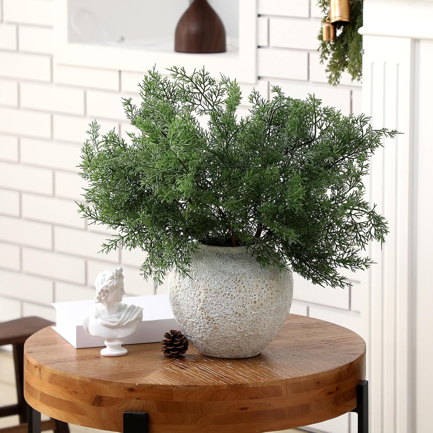 Giegxin 6 Pcs Christmas Norfolk Cedar Branches Artificial Pine Greenery Stem Realistic Faux Fake Pine Picks for Vase Xmas Tree Filler Cedar Garland Decorating Wreath DIY Crafts Home Decor (36 Inch)