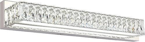 ZUZITO Moderna lámpara de baño sobre espejo de 30 pulgadas, barra de luz LED cromada de cristal, luz blanca, 6000 K (295.276-29.921 in)
