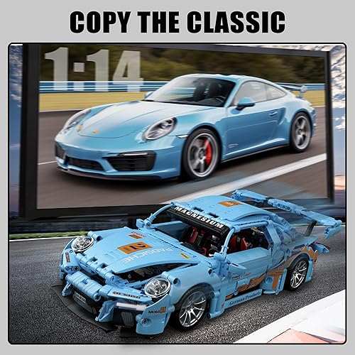 Miniatura 7 de Kit de construcción de autos deportivos para adultos, juego de bloques de construcción desafiantes MOC 114, auto de carreras, regalos de súper autos