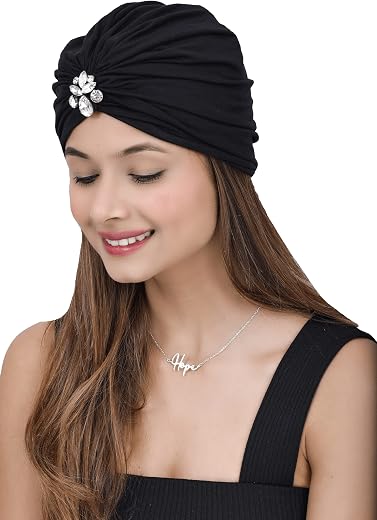 The Headscarves Bamboo Viscose Fashionable Women Brooch Turban Beanies(Multicolor)