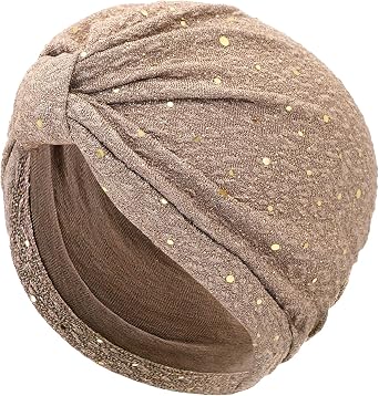 Sequin Turban Hat for Women - Glitter Pre-Tied Headwrap, Stretchy Chemo Head Cover, Elegant Hijab for Hair Loss
