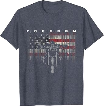 American Flag Motorcycle T-Shirt Tees for Men Patriotic Biker USA Shirts