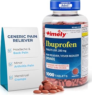 TIME-Cap Labs 1000 Tablets Ibuprofen 200mg Coated - Pain Reliever & Fever Reducer (NSAID) for Adults, Helps with Headache, Back Pain, Muscle Aches, Toothaches, Menstrual Cramps & Minor Arthritis Pain