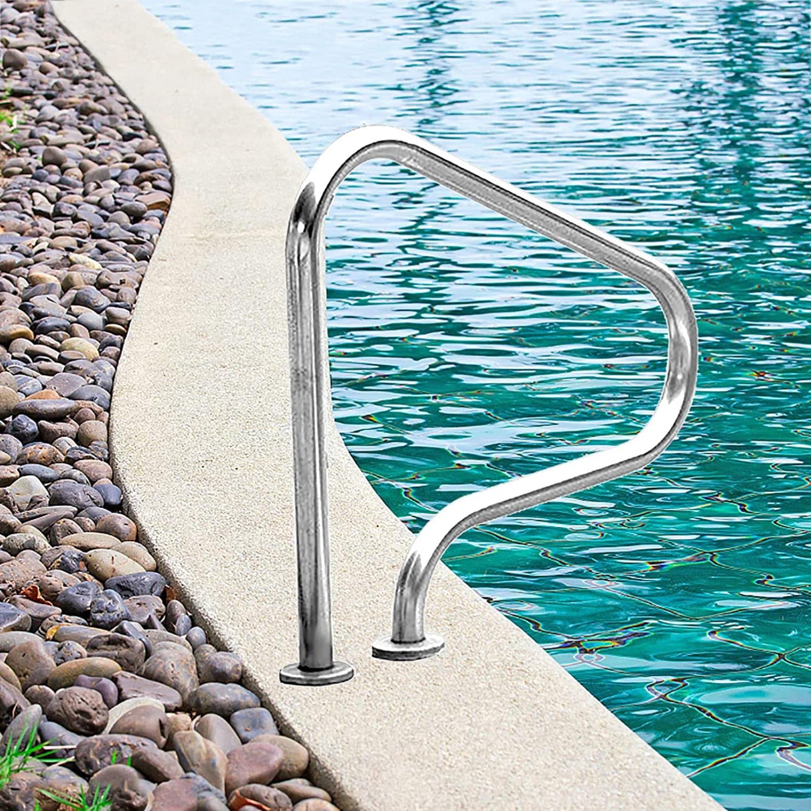 Mains courantes de piscine 80x80cm en inox tube 1.2mm pour escalier de bassin