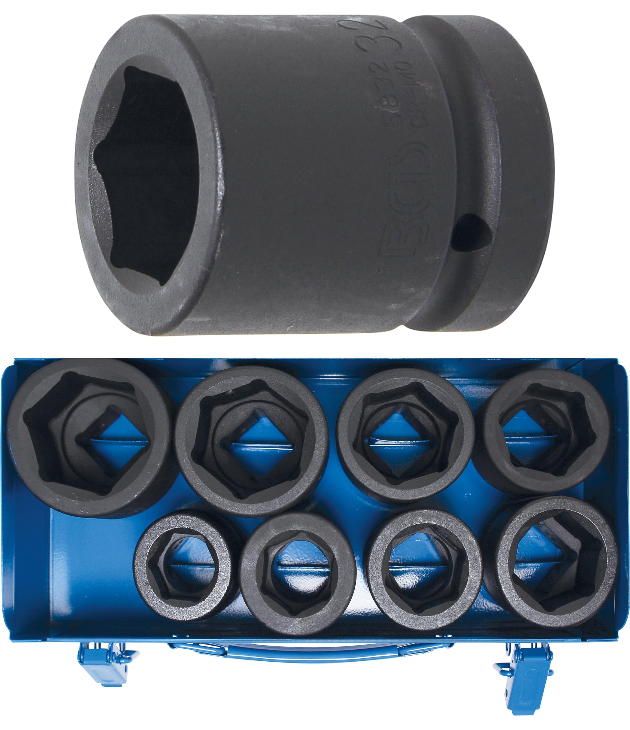 BGS 5245 | Juego de llaves de vaso de impacto hexagonal | entrada 25 mm (1") | 27 - 50 mm | 8 piezas