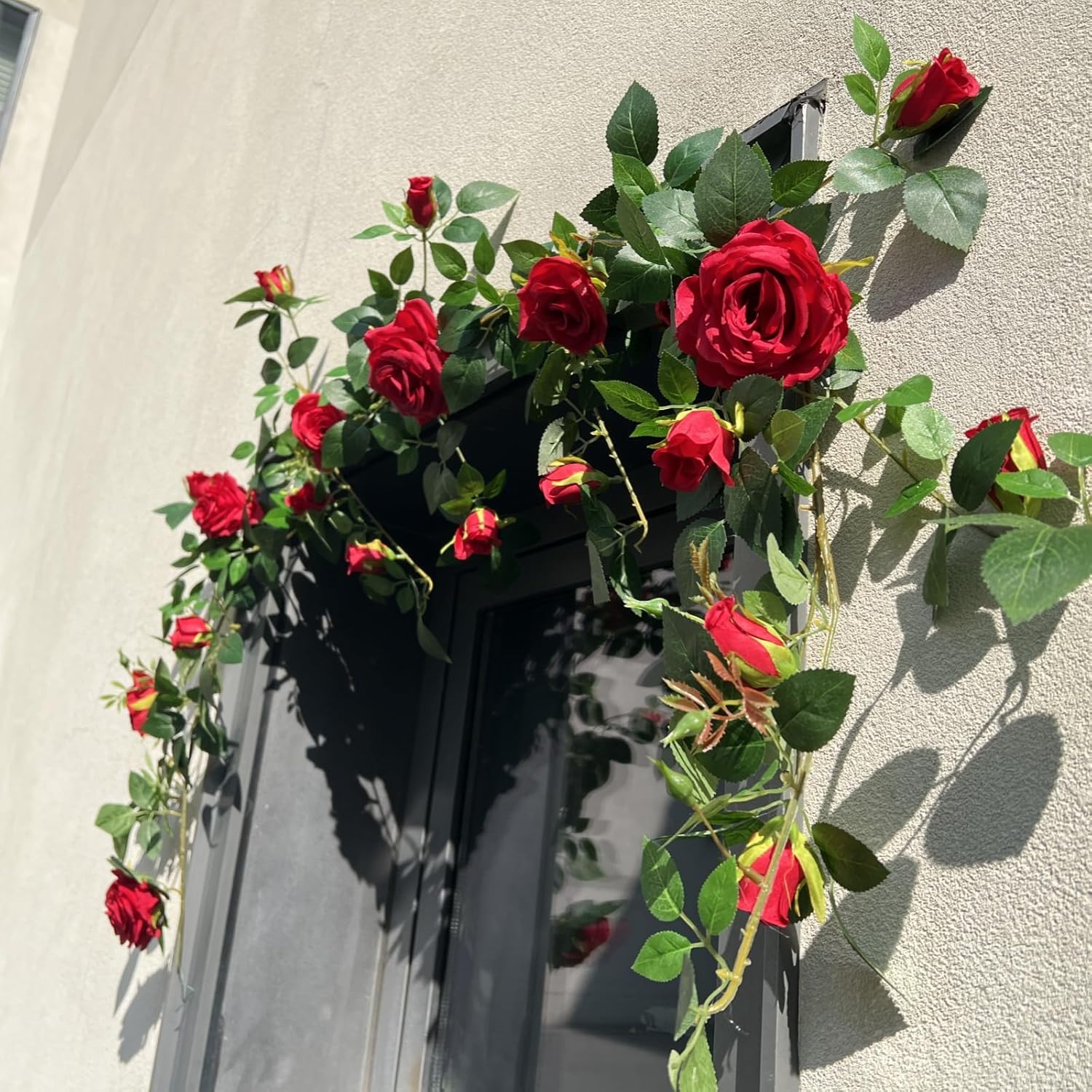 5.9ft bendable rose flower garlands, artificial silk wild roses vine hanging flowers for wall fireplace fence table centerpieces trellis wedding indoor outdoor spring decor?red,1pc? red 1
