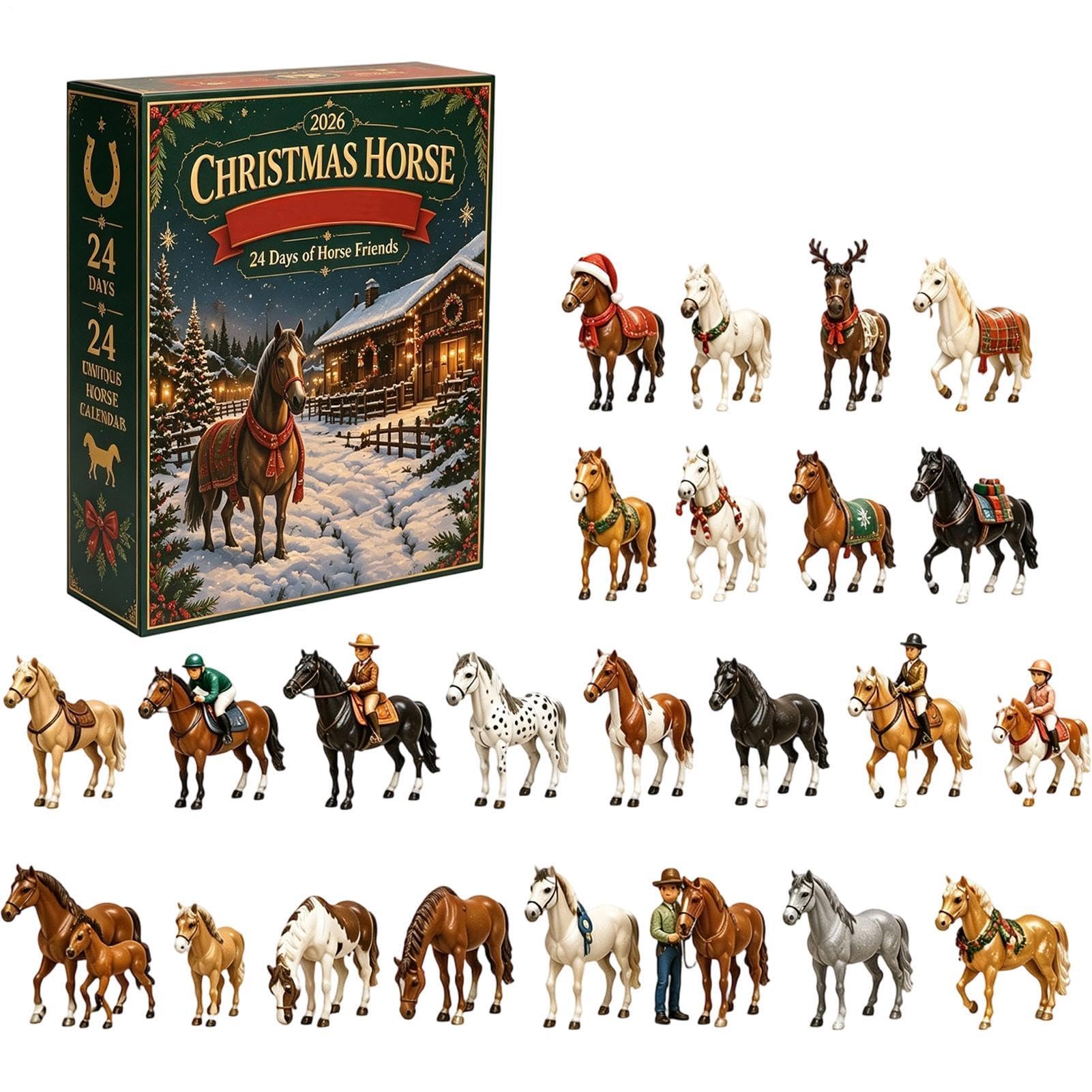Calendario natalizio con conto alla rovescia, personaggi da collezione di