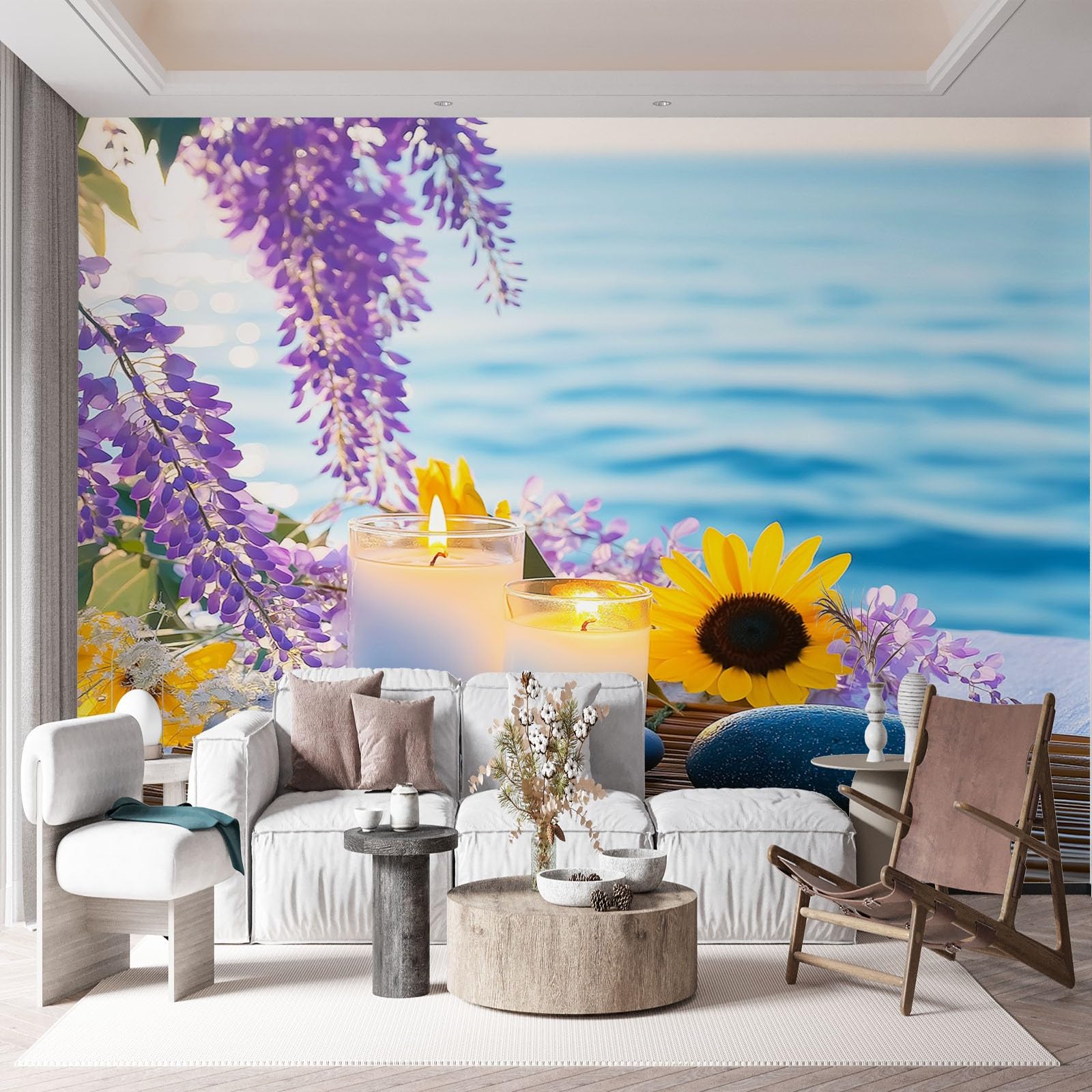 Carta da Parati Fotografica Candela Artistica Per La Meditazione, Meditazione Arte Murales Fotografici, Carta da Parati per Soggiorno 250 x 175 cm (L x A), Decorazione da Parete per Camera da Letto