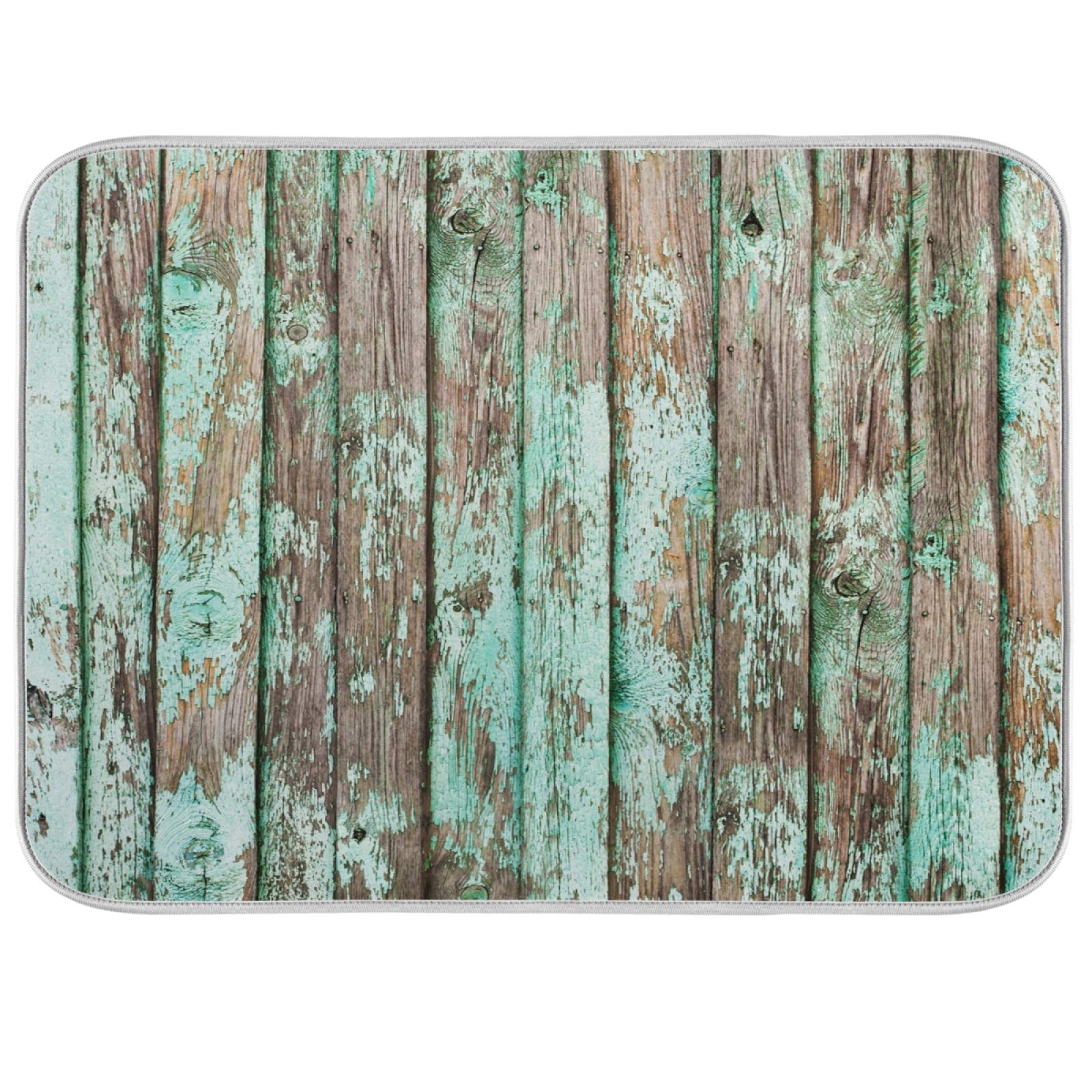 Dish Drying Mats for Kitchen Counter Vintage Wood Dry Mat 16 x18 inch Washable Microfiber Dish Mat Absorbent Drying Pad Dish Drainer Mats for Countertop