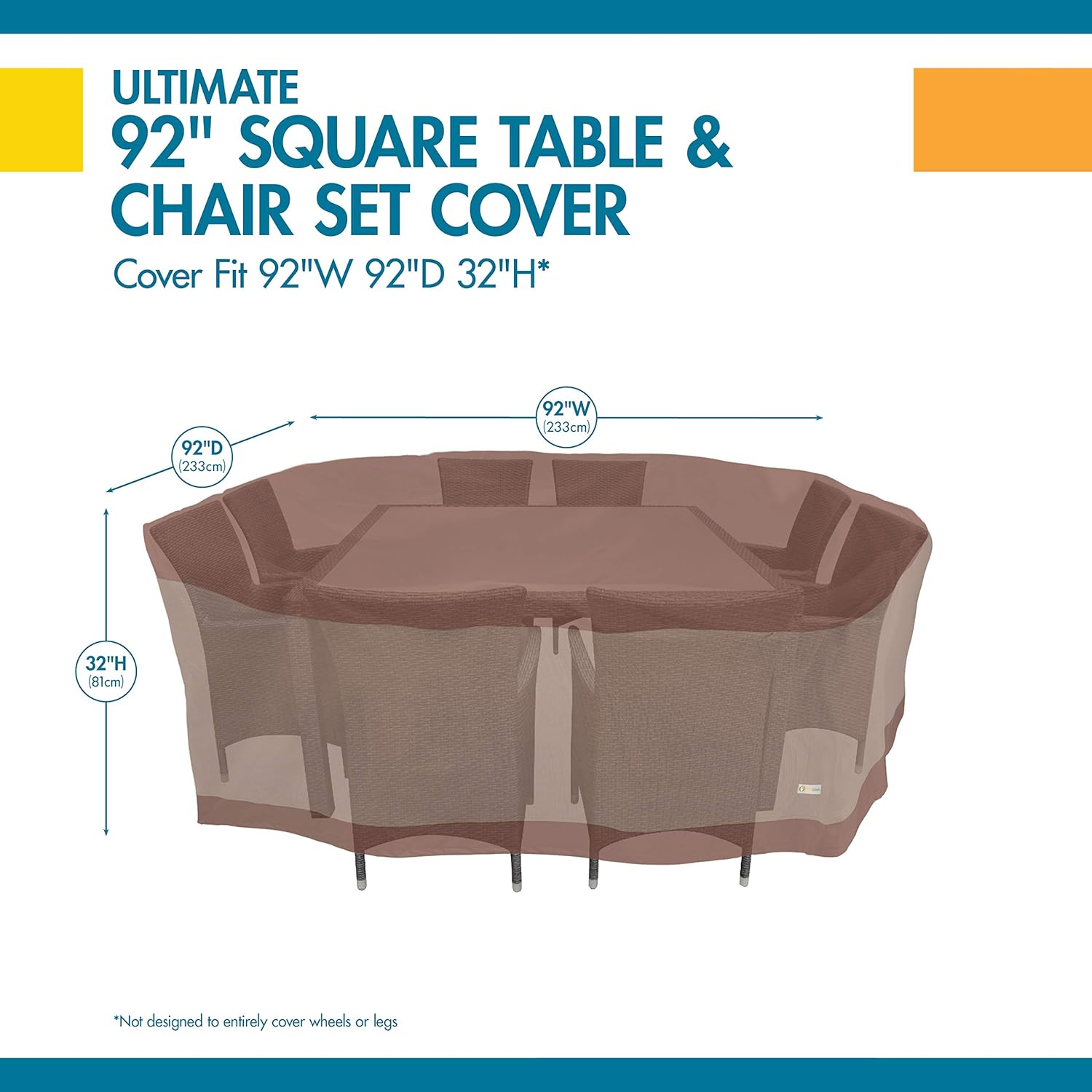 Duck Covers Ultimate Water-Resistant 92 Inch Square Patio Table & Chair Set Cover : Patio, Lawn & Garden