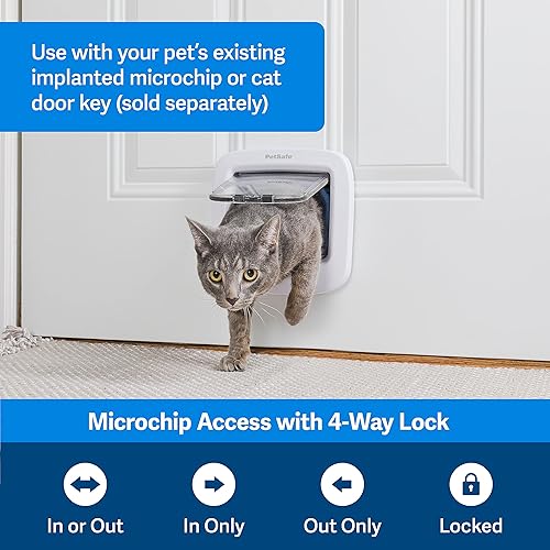 Miniatura 6 de PetSafe Puerta de gato con microchip, puerta exterior o interior para mascotas y llavero de puerta de gato con microchip, entrada exclusiva para