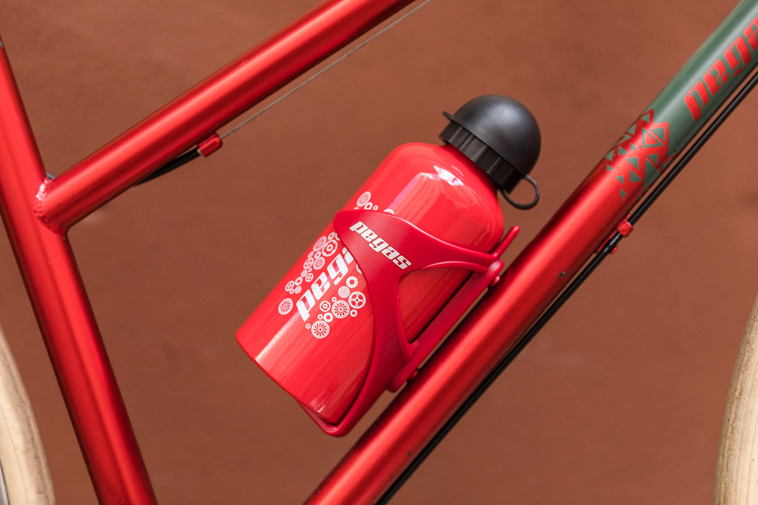 Pegas - Borraccia per bicicletta, portabottiglie, accessorio per bici da città, eBike Comfort MTB, Rosso 500 ml