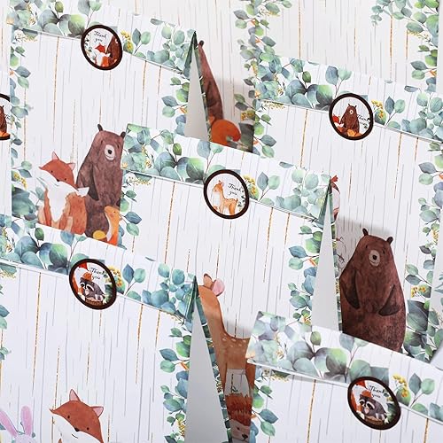 Miniatura 5 de 24 bolsas de regalo de fiesta de baby shower con calcomanías con temática de animales del bosque, bolsas de dulces para niños, suministros de