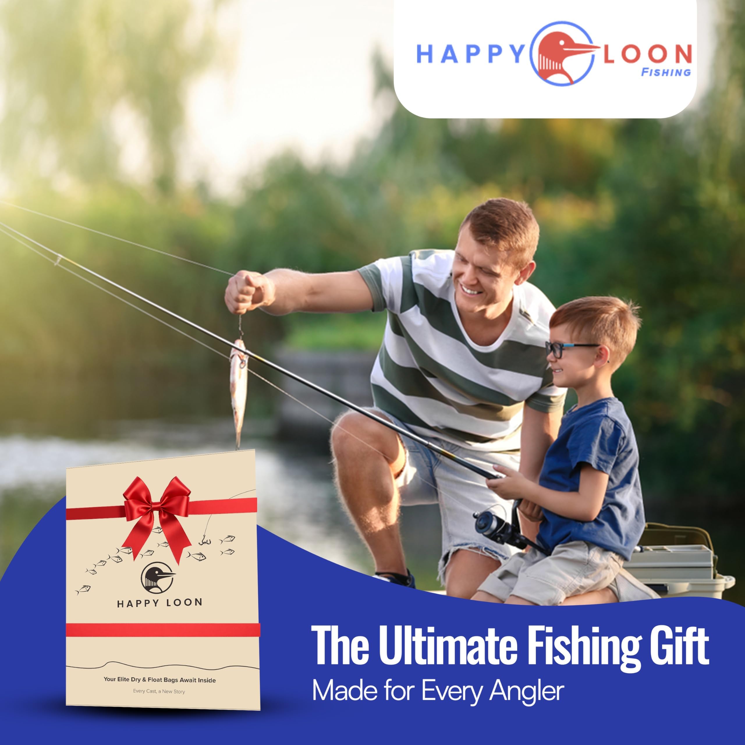 Floatig Waterproof Fishing Tackle Bag Set - 2 Large, 100% Submersible Dry Bags, Floats with phone & bait- Scuba-Grade Zipper, PVC-Free, Tethering Loop - Premium Fishing accessory pouch