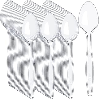 Clear Plastic Spoons 1000 Count Heavyweight Disposable Spoons Plastic Disposable Plastic Serving Spoons Disposable Serving Spoons Plastic Utensils Heavy Duty Spoons Bulk for Party Supplies, 5.8 Inch