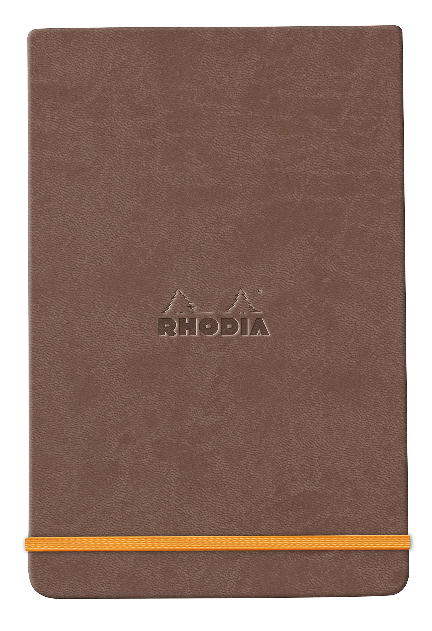 RHODIA 194346C - Carnet Rigide Webnotepad Chocolat - 9 x 14 cm - Ligné - 192 pages Détachables - Papier Clairefontaine Ivoire 90 g/​m² - Marque-​Page, Fermeture Élastique - Couverture Simili Cuir