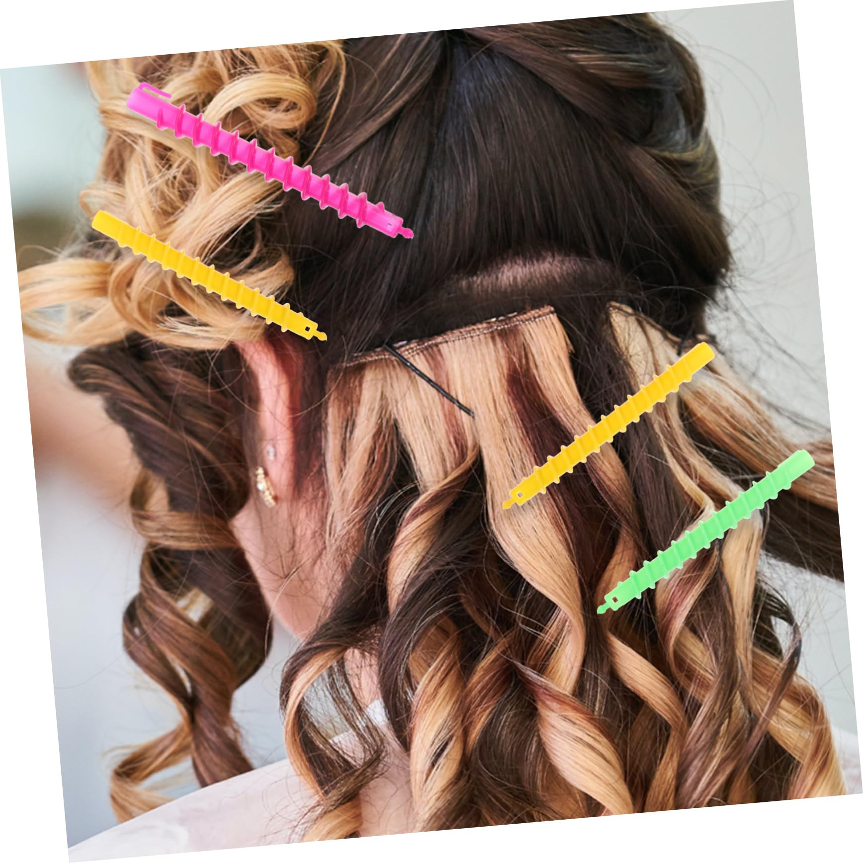 BESTYASH Kit de Permanente Color Aleatorio 100 Varillas en Espiral para Rizar el Cabello, Material Abs, Previene el Deslizamiento, Adecuado para Uso en Salón y Peinados Variados