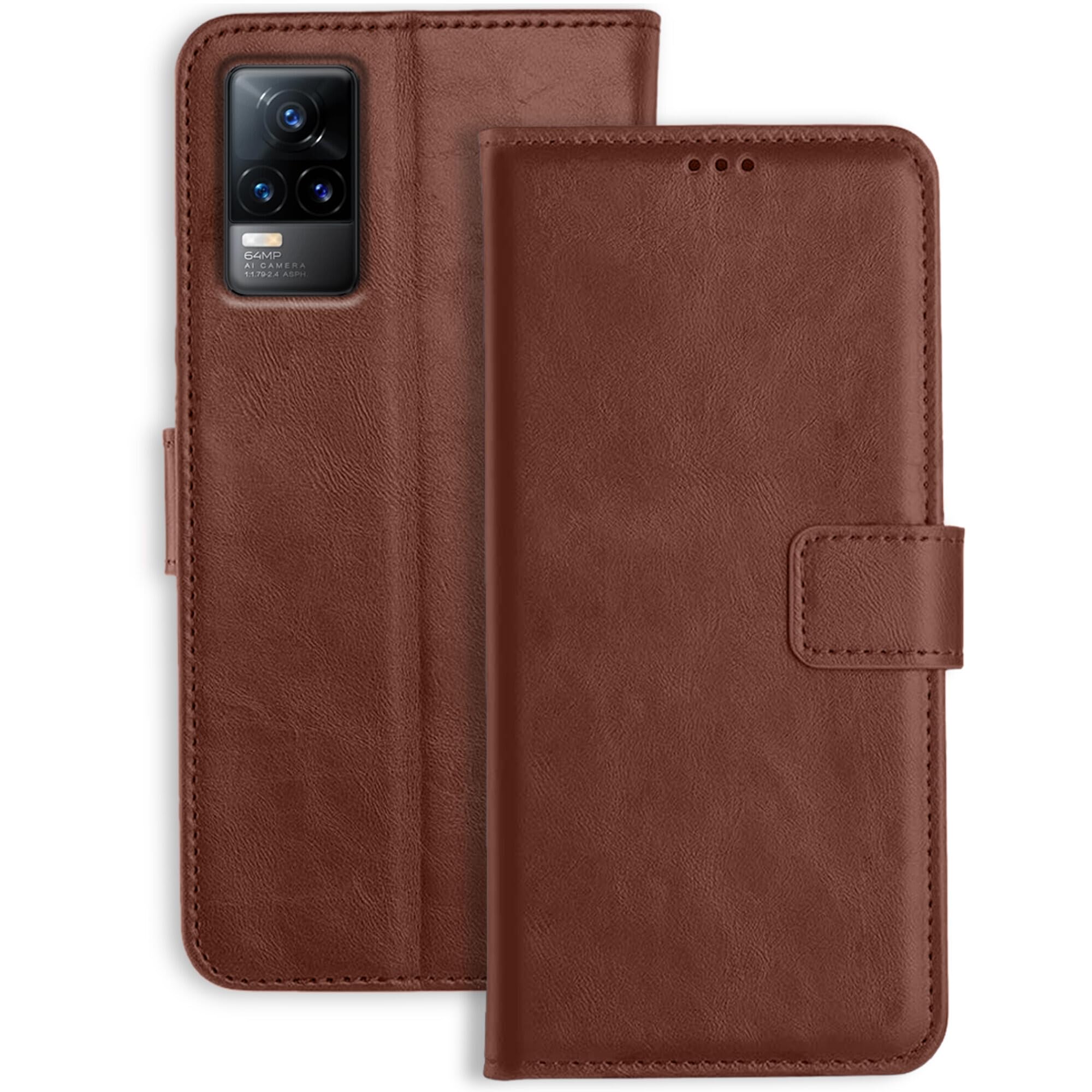 Orosky Vivo Y73 5G Flip Cover | Leather Finish | Inside Pockets & Stand | Shockproof Wallet Style Magnetic Closure Back Cover Case for Vivo Y73 5G (Brown) (B09SBHZ4HW) Amazon Price History, Amazon Price Tracker