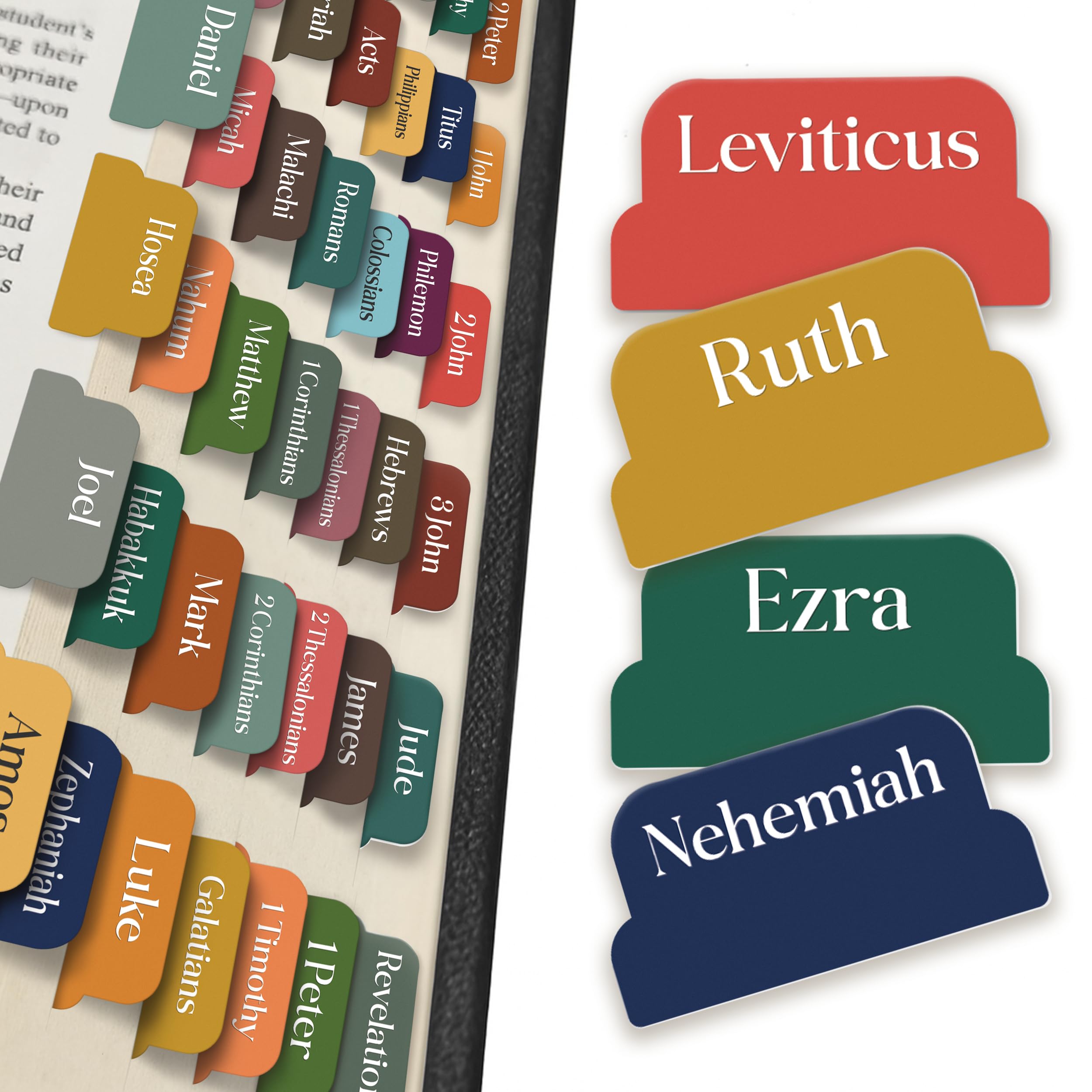 Bible Tabs for Women, Men, Kids, Boys, 90 Large Print Bible Index Tabs for Study Bible, Laminated Easy-to-Read Label, Christian Gift for Church, Boho