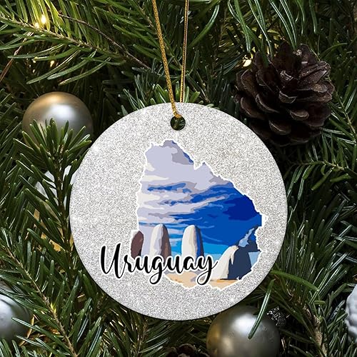 Vista 82 de Christmas Round Ornament South Africa Lands Ceramic Keepsake Visitor Souvenir 3 Inch with Gold String Hometown City Pride Home Decorations Christmas