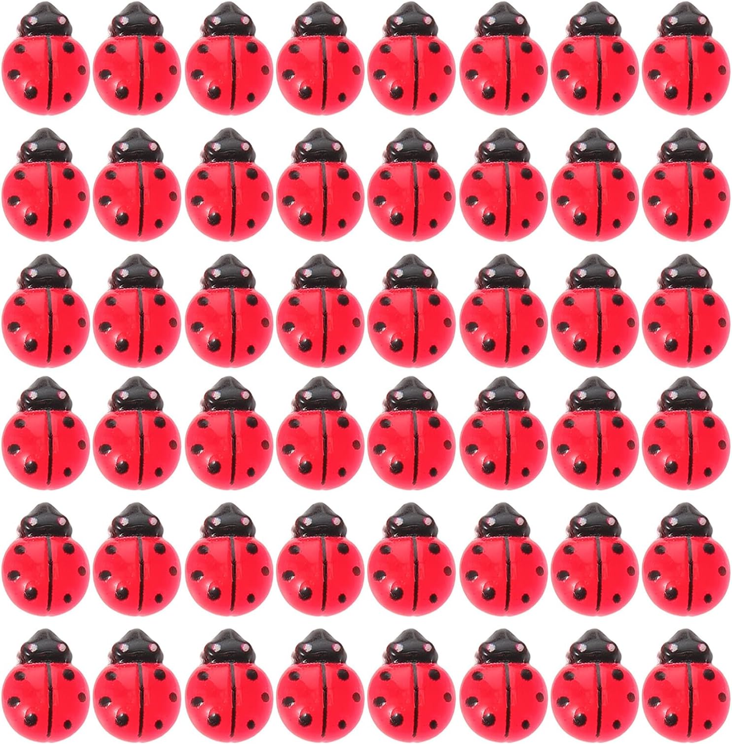 Mini Resin Ladybug Figurines Insect Pvc Cabochons 100pcs Small Flatback Micro Landscape Ornaments Sturdy Plastic Bugs for DIY Craft Projects Garden Decoration and Dollhouse