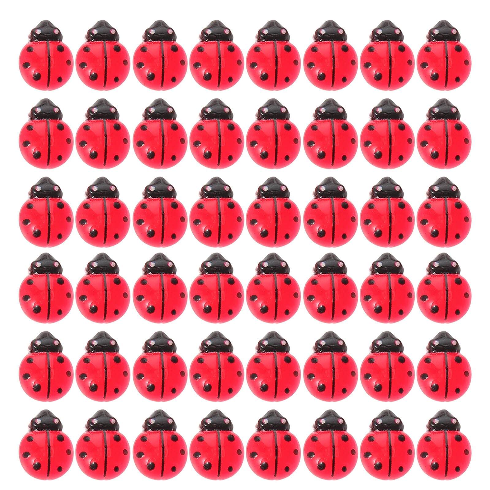Mini Resin Ladybug Figurines Insect Pvc Cabochons 100pcs Small Flatback Micro Landscape Ornaments Sturdy Plastic Bugs for DIY Craft Projects Garden Decoration and Dollhouse
