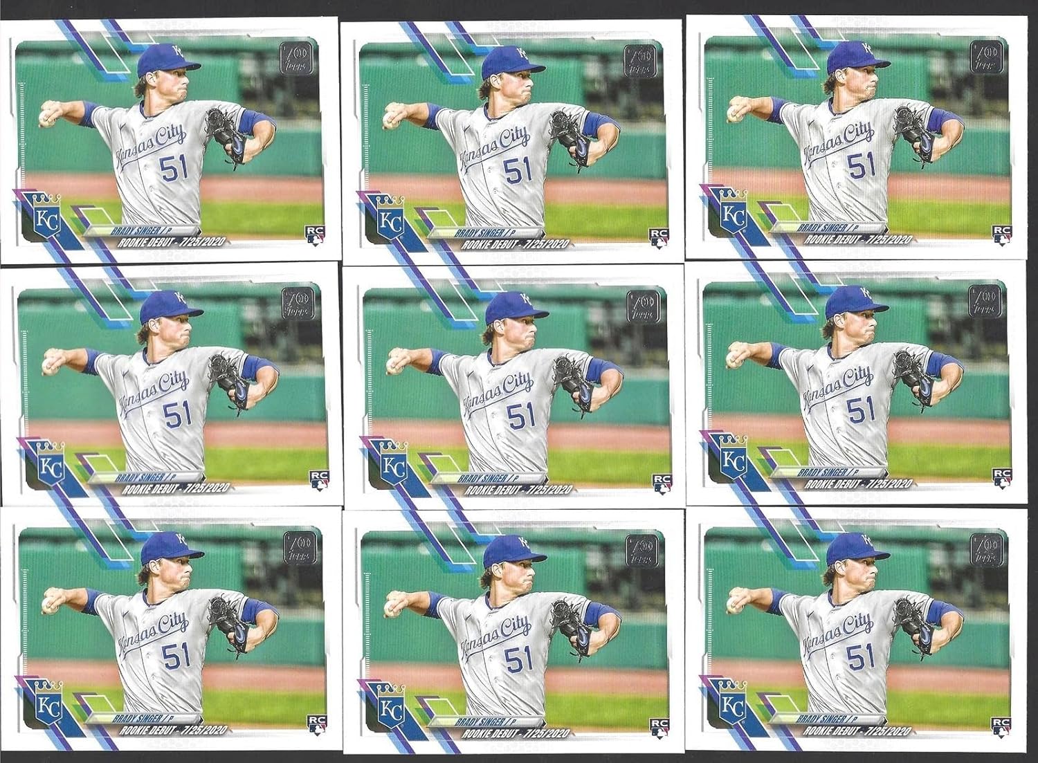 Brady Singer Lot Of (23) 2021 Topps Update Series Base Rookie Debut Rc #us222 - Baseball Slabbed Rookie Cards