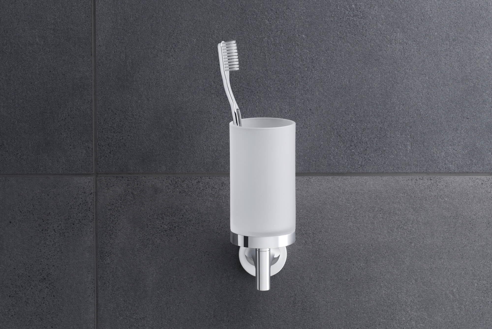 Duravit Zahnputzbecher Starck T, Glashalter Bad, Zahnbürstenhalter Glas, Wandmontage, Chrom