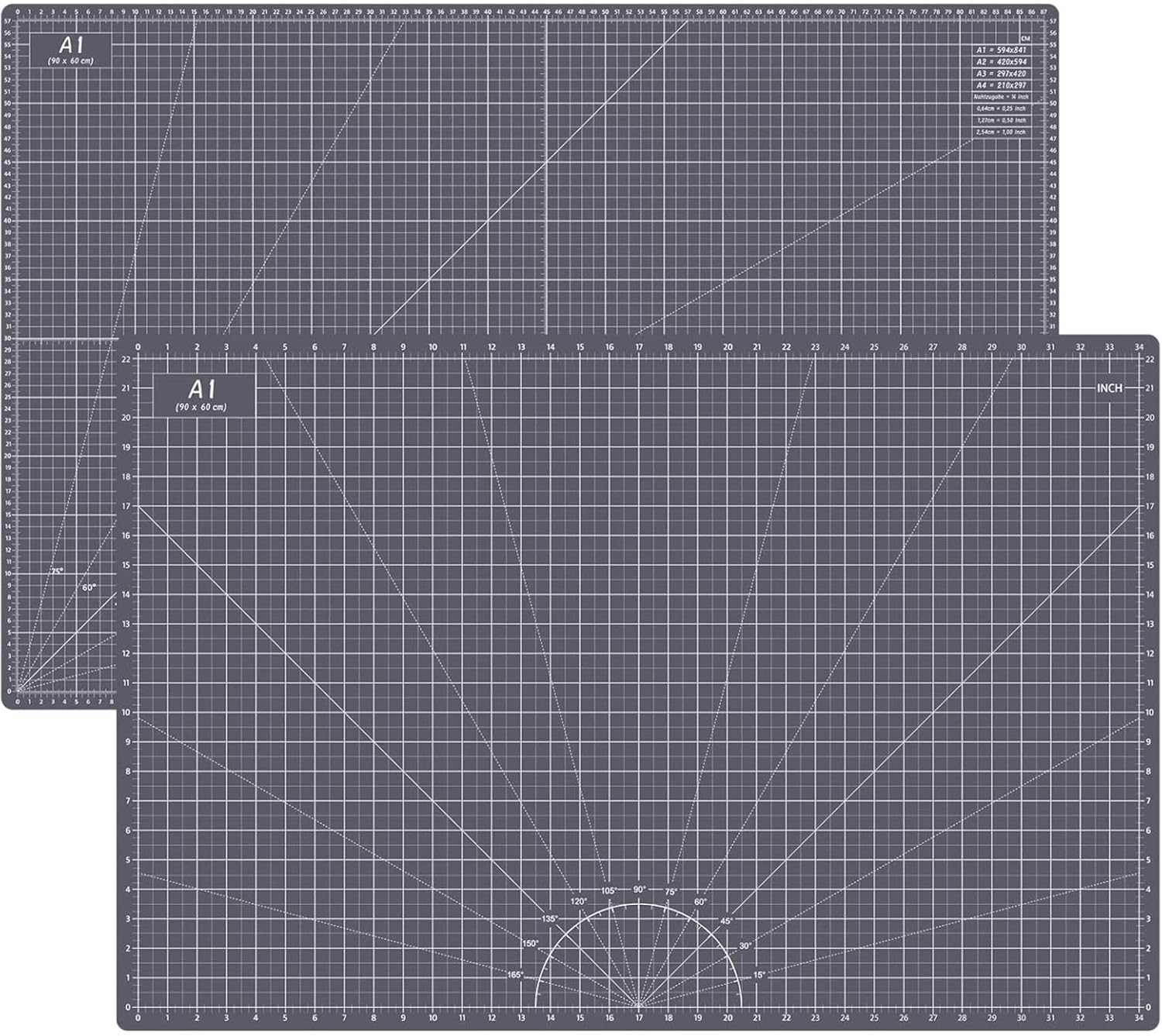 Headley Tools Thickened 24 x 36 Inch Self Healing Cutting Mat, Durable A1 Double Sided 5-Layer Craft Cutting Board for Fabric, Quilting, Sewing, Hobby, Scrapbooking, Arts and Crafts Project, Dark Gray 36"L x 24"W Gray