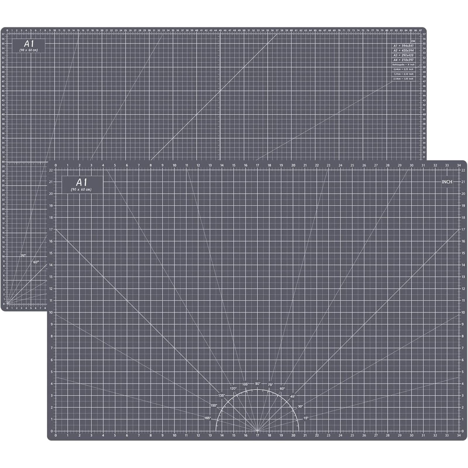 Headley Tools Tappetino da taglio autorigenerante, resistente, formato A1, double face, 5 strati, per tessuti, trapunte, cucito, hobby, progetti artistici e artigianali, 61 x 91 cm, grigio scuro