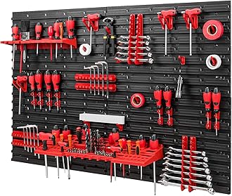 Tool Wall Storage System - 1152 x 780 mm Wall Shelf with Tool Holders - Set of 38 Accessories Tool Hole Wall Workshop Shelf Hooks