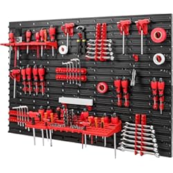 Paneles Para Colgar Herramientas PAFEN Sistema de almacenamiento – 1152 x 780 mm – Estantería de pared con soportes para herramientas – Juego de 38 accesorios para pared perforada de taller mix108