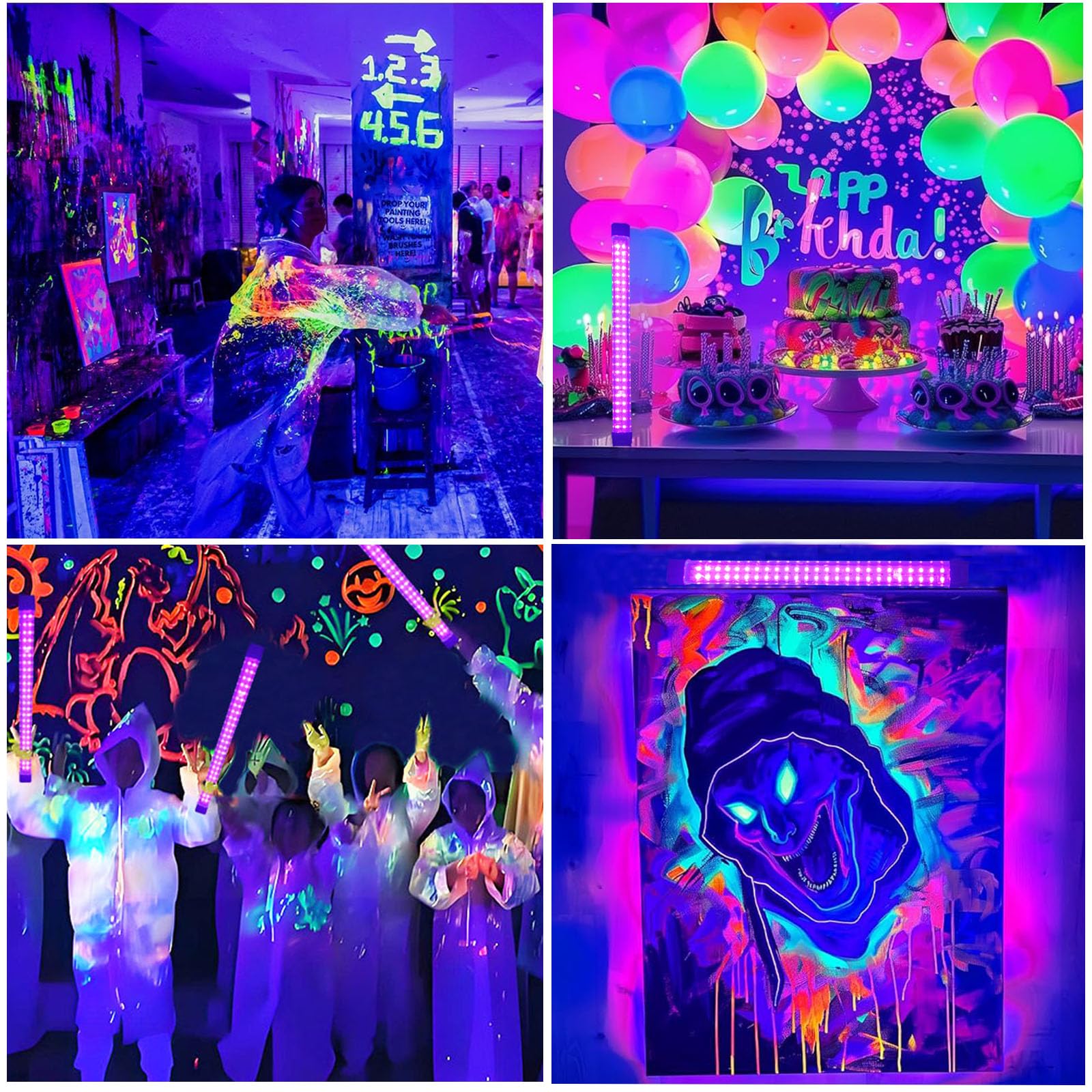 2 Pièces 10W LED Lumiere Noir e, Barre de Lumières UV, Neon Lumier e Noire, Barres de lumière Noire Portable, 5V Port USB 385-405 NM pour Halloween,Noël Soirée,Body Painting Peinture,DJ Disco