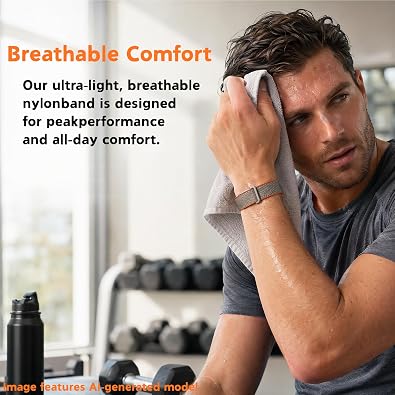 Band Compatible with Google Fitbit Air, Breathable Nylon Sport Strap | with Secure Buckle, Lightweight Adjustable Sport Band for Fitness & Daily Wear