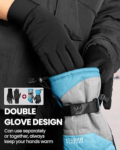 Miniatura 2 de OutdoorMaster Guantes de esquí y nieve guantes térmicos impermeables de invierno para hombres y mujeres adultos deportes de invierno esquí snowboard