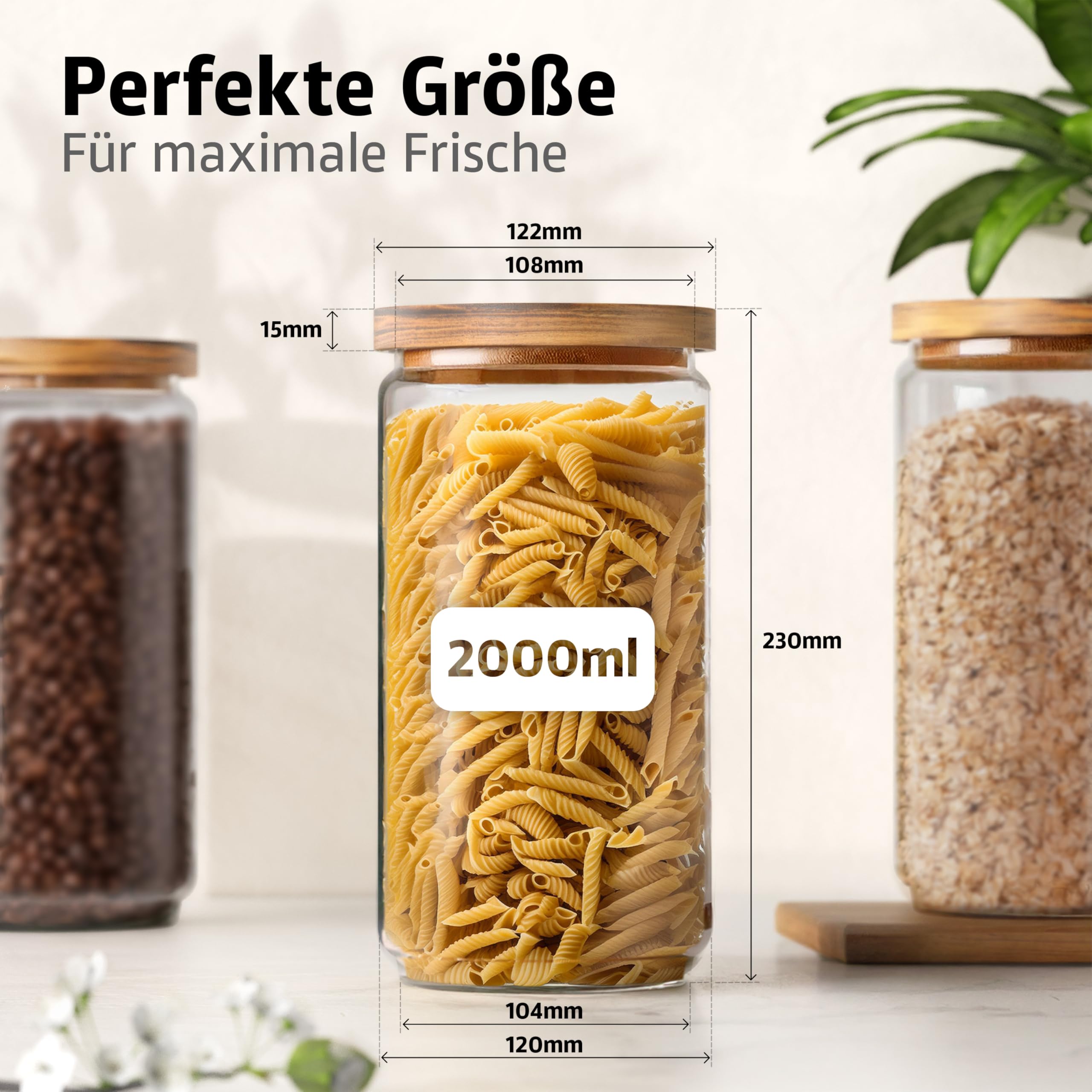 ElbFuchs® Vorratsgläser ECO Kombi-Set XL 16-teilig [BPA-FREI & MOTTENSICHER] Vorratsdosen luftdicht mit Holzdeckel | Aufbewahrungsgläser für Kaffee, Nudeln, Salz, Mehl, Tee & Müsli