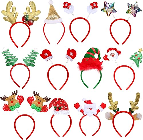 KatchOn, Diademas de Feliz Navidad para adultos, paquete de 12  Diademas de Navidad para mujeres, recuerdos de fiesta de Navidad para niños  Diadema