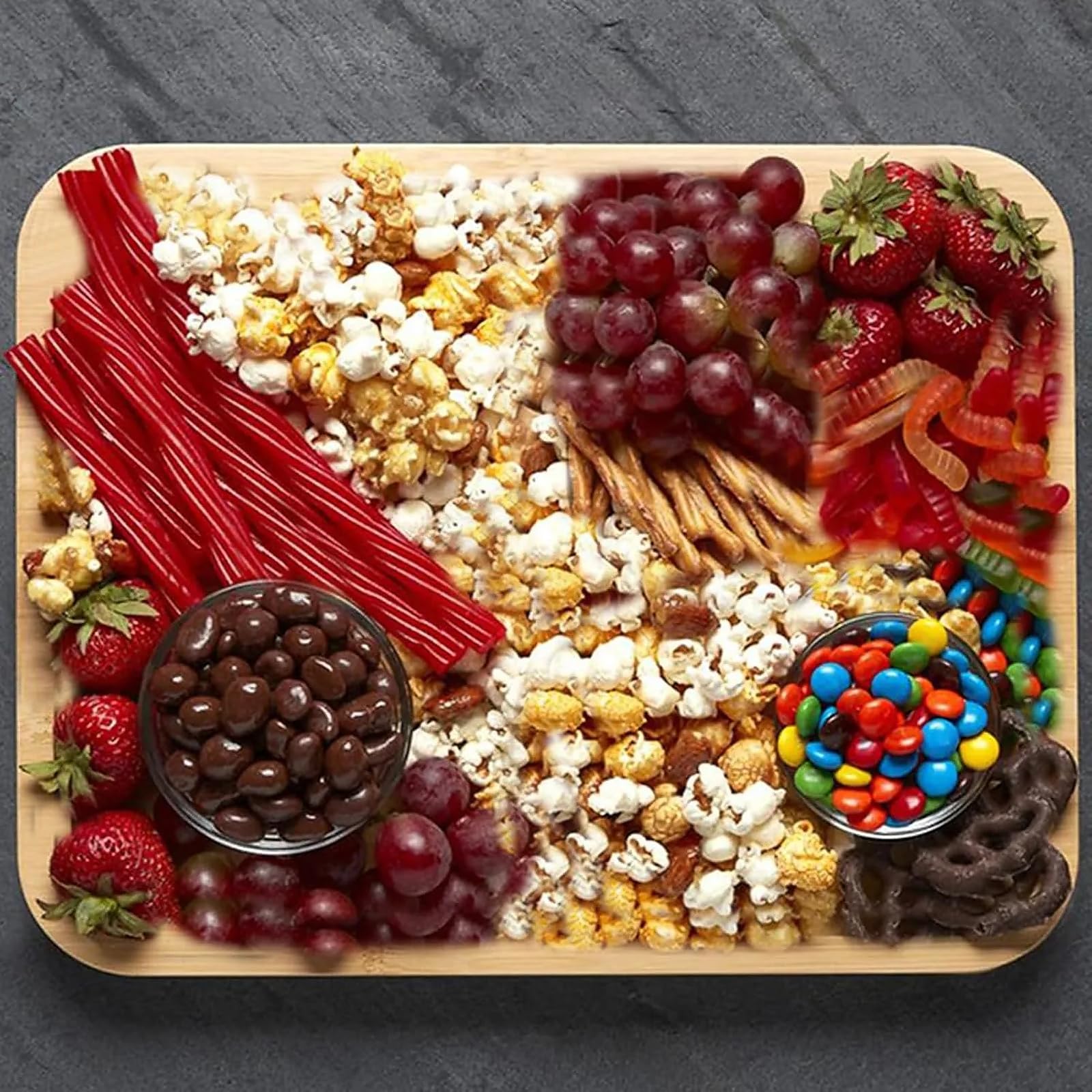 Tabla de queso con tapa - Bandeja de madera para servir charcutería, plato de corte reversible para cocina, fiesta, picnic, boda, ideal para los amantes de la comida