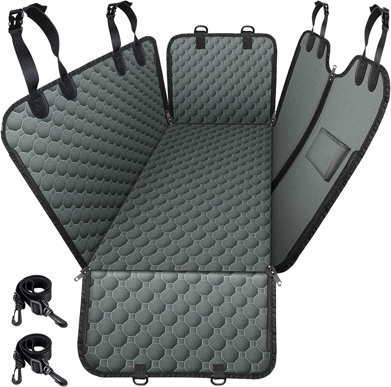 Photo 1 of Mancro Dog Car Seat Cover, 2026 Upgraded 600D Heavy Duty Waterproof & Scratch-Resistant Dog Hammock for Car, Back Seat Pet Cover for Dogs with Sedan and SUVs, X-Large, Grey