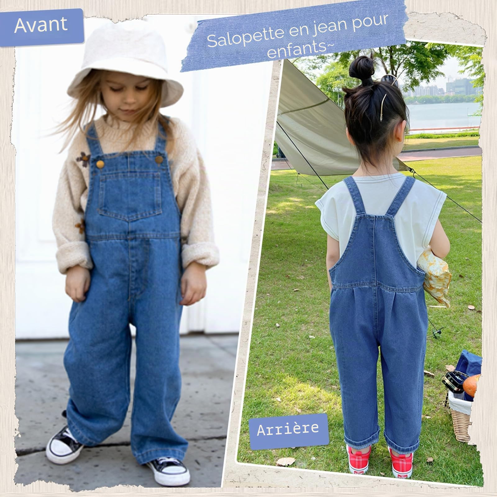 Miipat Salopette en Denim Petite Fille Salopette en Jean Garçonnet Fille Garçonnet Salopettes et combinaisons en Jean pour Enfants de 2 à 7 Ans