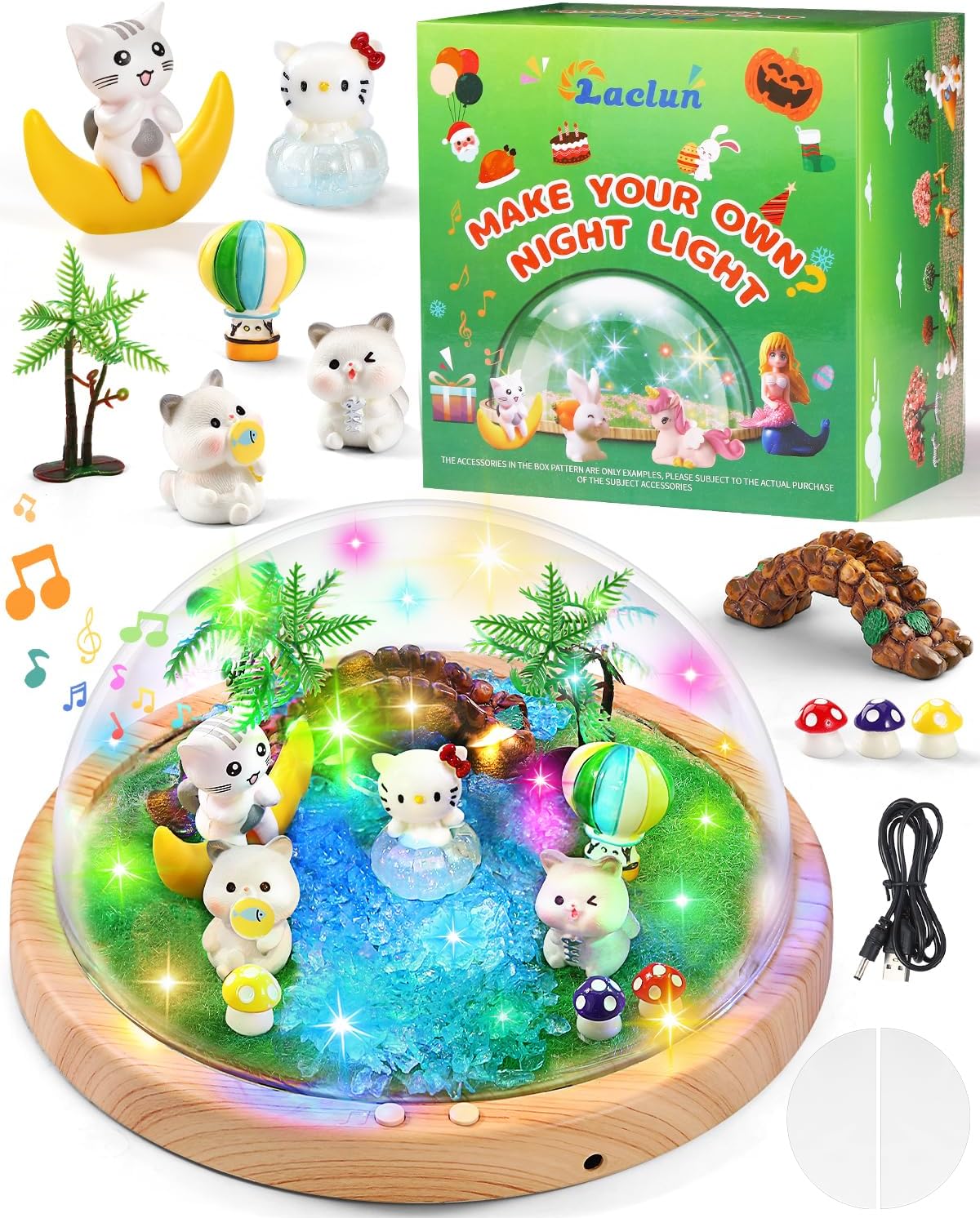 Laclun Make Your Own Night Light，DIY Kits,Bunny Cat Toys for Kids Ages 4-8,Arts and Crafts