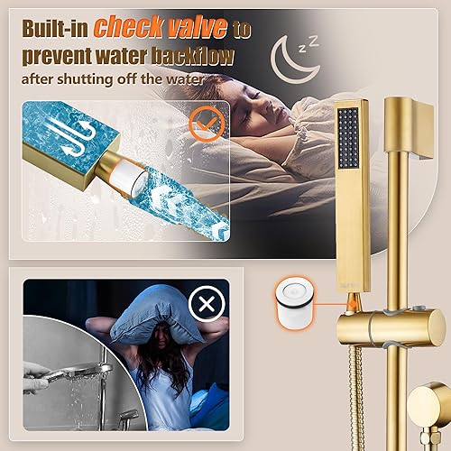 Miniatura 7 de ESNBIA Sistema de ducha, grifo de ducha de barra deslizante montado en la pared con cabezal de ducha de lluvia de 10 pulgadas y combo de rociador de